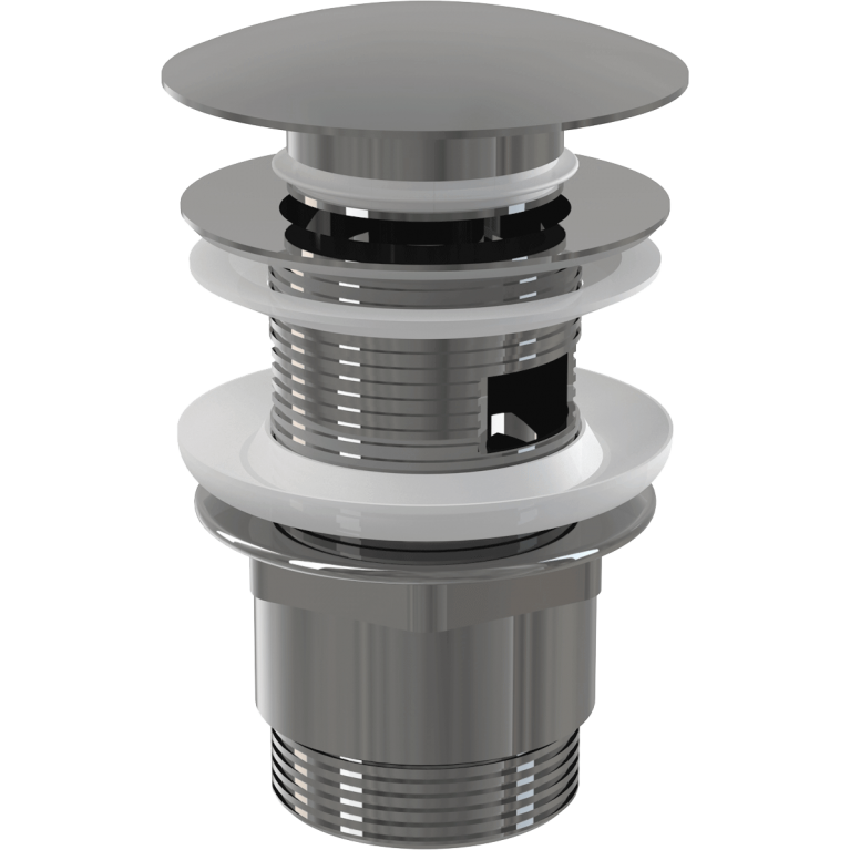 Донный клапан для умывальника CLICK/CLACK 5/4, с переливом и большой заглушкой 