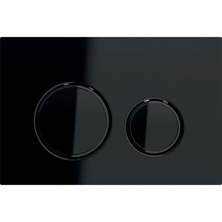 Клавиша смыва Geberit Sigma21, двойной смыв, цвет металлический черный хромированный и черное стекло, фото 1