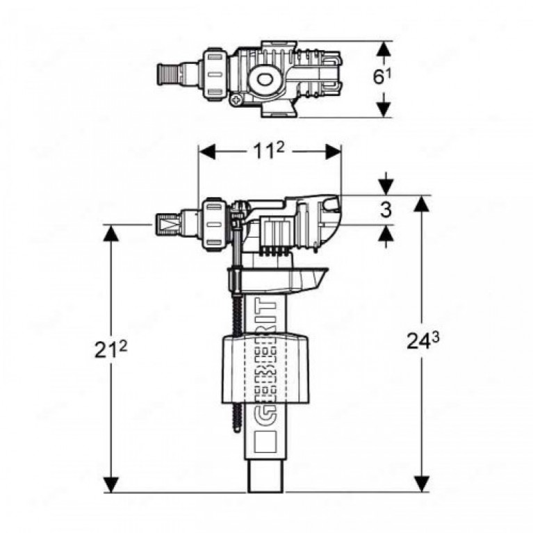 Впускний клапан GEBERIT type 380, підведення води збоку ліворуч/праворуч, 3/8 ніпель з латуні 240.705.00.1, фото 2