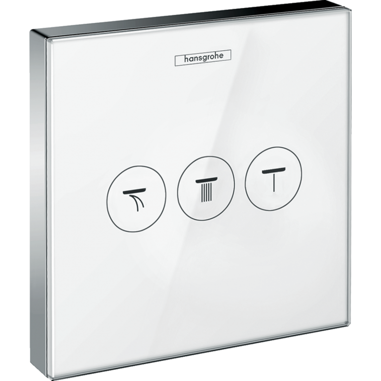 ShowerSelect Модуль с тремя запорными клапанами стеклянный, белый/хром