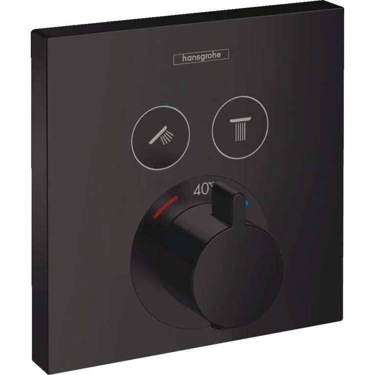 Купить ShowerSelect Термостат для 2х потребителей скрытого монтажа, чёрный матовый у официального дилера HANSGROHE в Украине