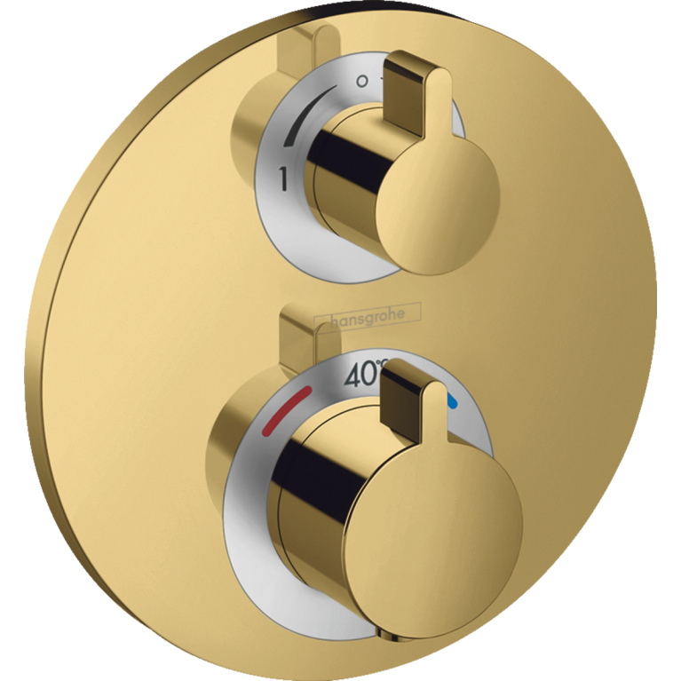 ECOSTAT S термостат с запорным/переключающим вентилем на 2 потребителя, полированное золото, фото 1