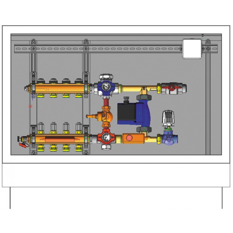 Шкаф управления для систем напольного отопления HERZ-COMPACT FLOOR 230 В, 50 Гц для напольного отопления, подключение справа. 6 ответвлений.