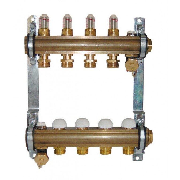 Комплект штанговых распределителей DN 25 (1") с расходомерами 6 л/мин и термостатическими кран-буксами.( 6 отводов)