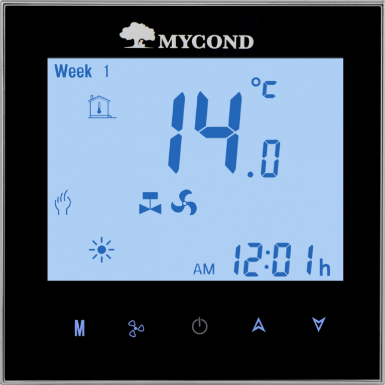 MYCOND TRF-B2B комнатный термостат для фанкойлов 24V, черный, фото 1