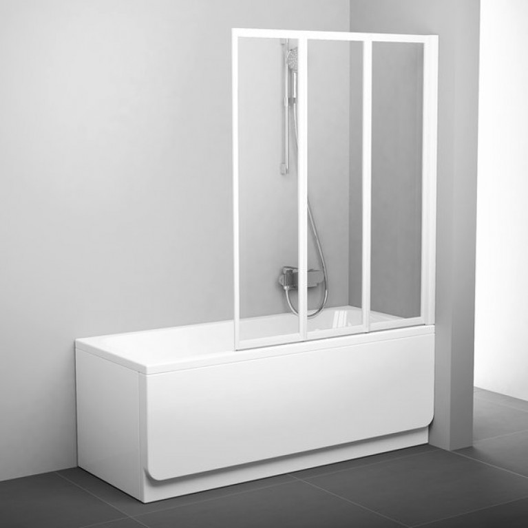 Шторка для ванны Ravak BE HAPPY VS3-100 белый+transparent, фото 1