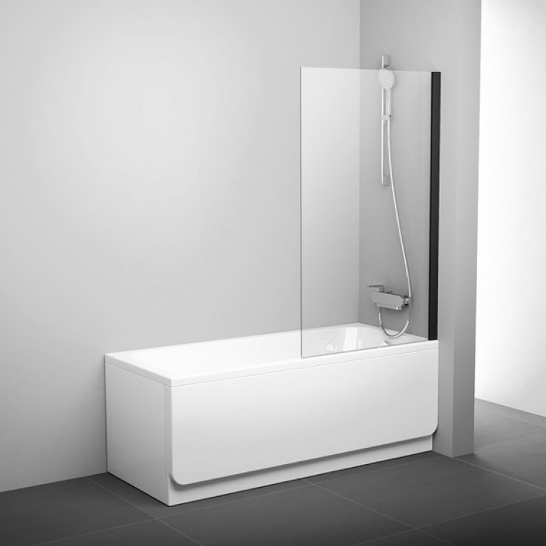 Неподвижная шторка для ванны Ravak PVS1-80 черный+transparent, фото 1