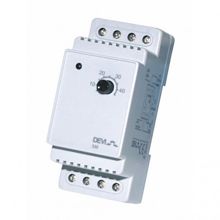 Терморегулятор DEVIreg 330 (+5+45С), датчик на проводе 3м, электронный, на DIN рейку, макс 16А