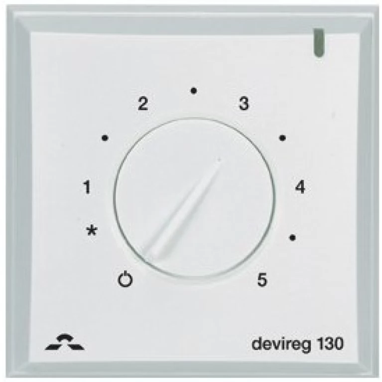 Купить Терморегулятор DEVIreg 130, (+5+45С), механический, датчик на проводе 3м, 82 х 82мм, макс. 16А, белый у официального дилера DEVI в Украине