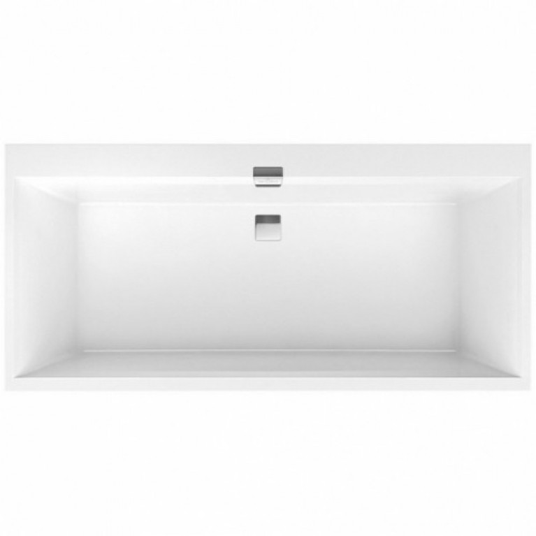 SQUARO EDGE 12 ванна 180*80см, с ножками и сливом-переливом, цвет white alpin UBQ180SQE2DV-01, фото 1