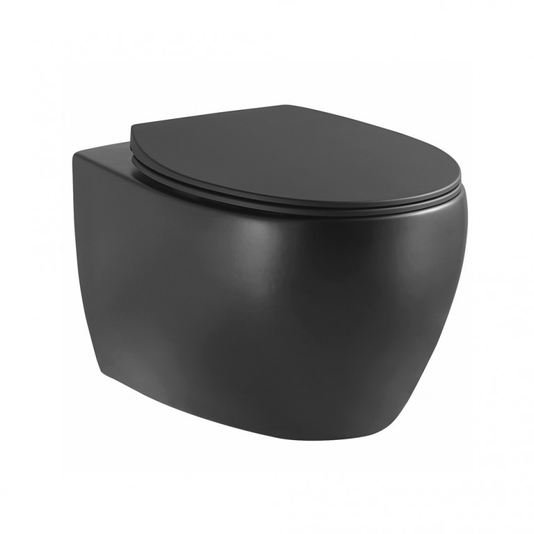 Унитаз подвесной безободковый Devit Acqua с сиденьем Soft Close, чёрный матовый 3020155B, фото 1