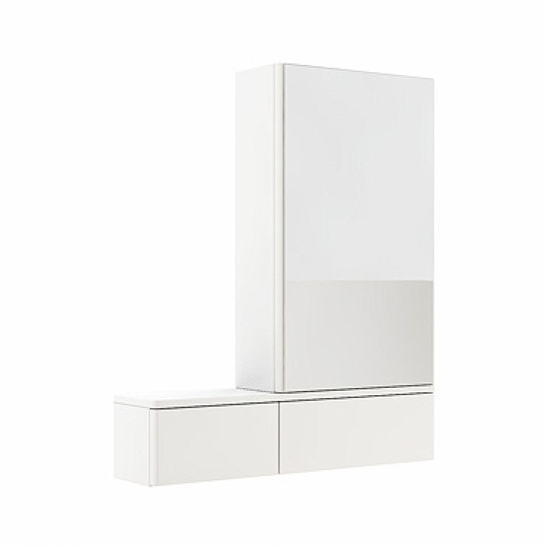 NOVA PRO шафка з дзеркалом 80см, правий, білий глянець (підлога), фото 1