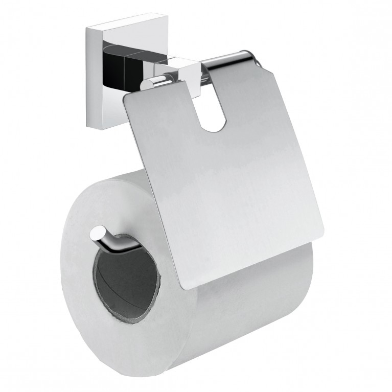 Держатель туалетной бумаги с крышкой CUADRO, хром, фото 1