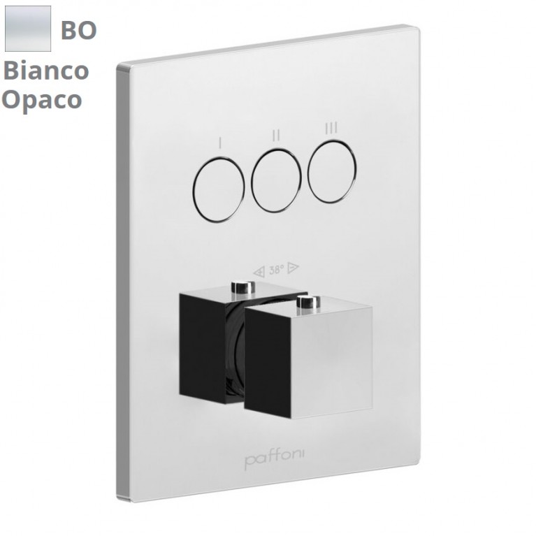 Термостат для душа Paffoni Compact box скрытого монтажа (3 функции) внешняя часть, Bianco Opaco