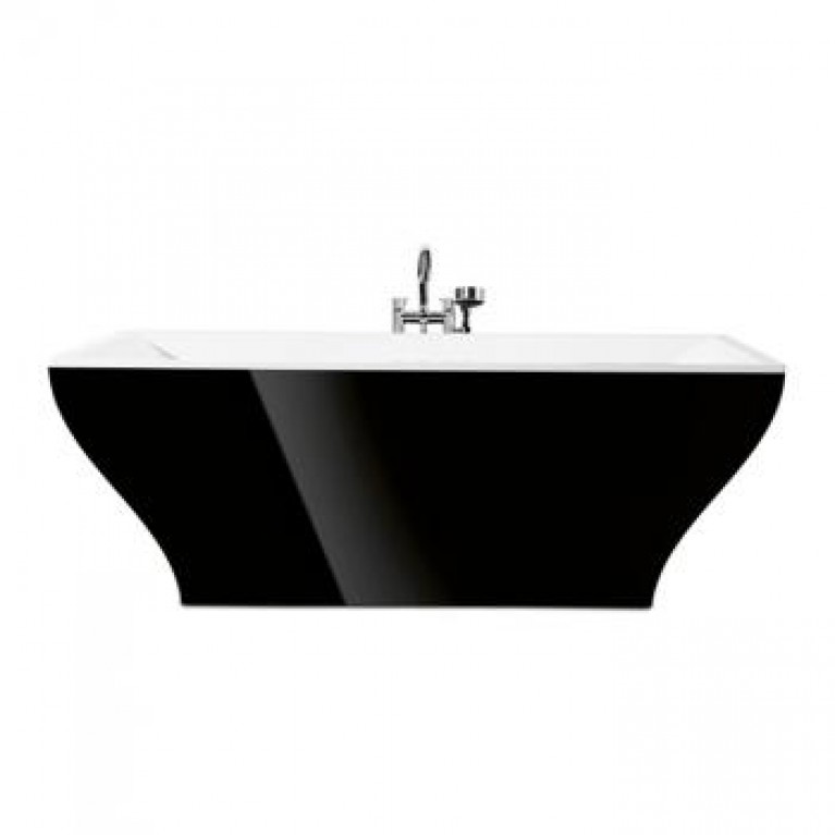 LA BELLE ванна 180*80см, отдельностоящая, с панелью (цвет черный графит) с хром. слив/переливом, цвет ванны белый, фото 1