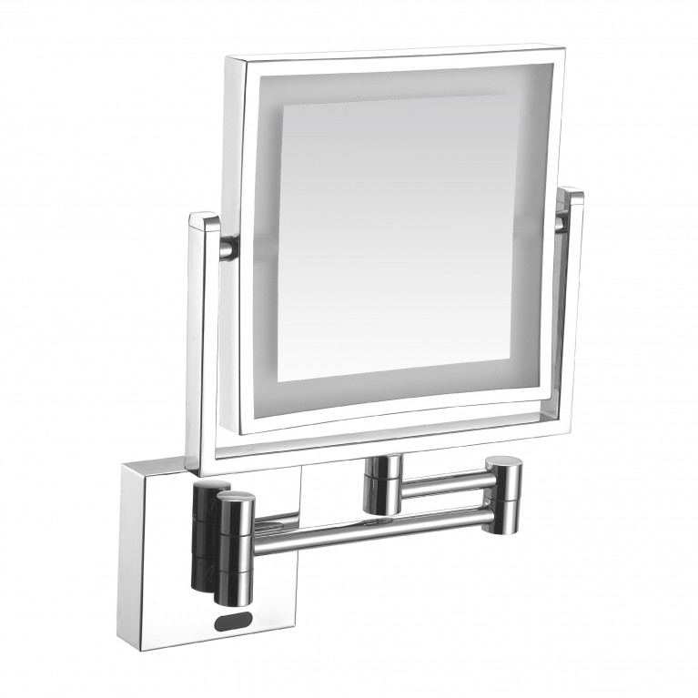 Зеркало квадратное с датчиком движения, хром, фото 1