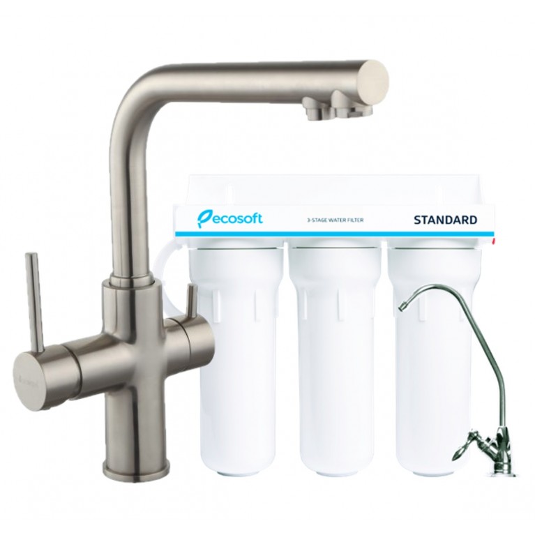Комплект: DAICY смеситель для кухни сатин, Ecosoft Standart система очистки воды (3х ступенчатая), фото 1