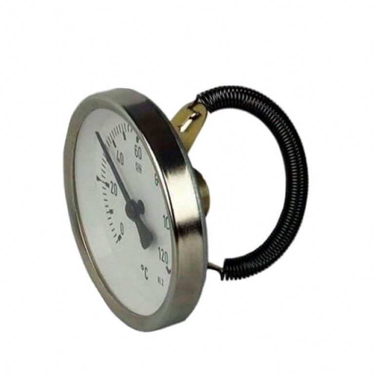 Термометр биметалический Afriso ATh F 63, 3/8"х1 1/2", Т 0…120°C накладной пружинный