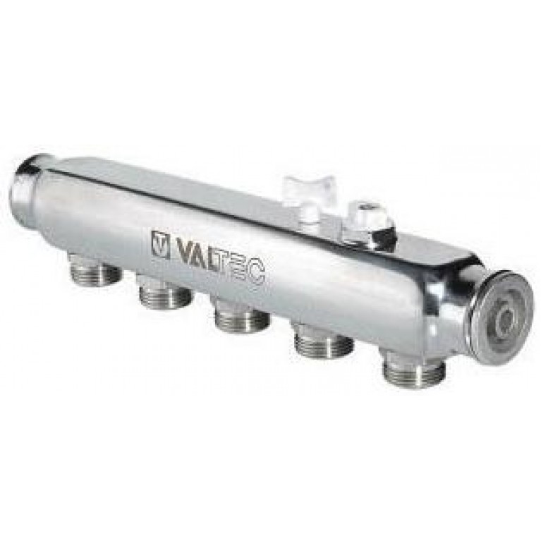 Коллектор Valtec из нерж. стали, м-о расстояние 50 мм, под. 1", 10 отводов x 3/4", фото 1