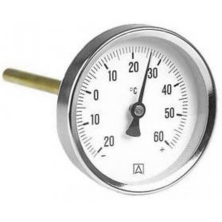 Термометр биметалический Afriso 63 мм, шток 68 мм, T 0…120°С, соед. 1/2