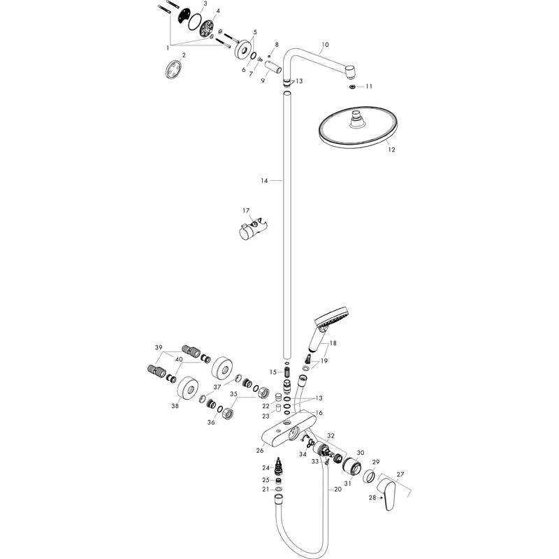 Запчасти для Душевая система hansgrohe Crometta S 240 1jet Showerpipe со смесителем 27269000 Арт.№ 27269000