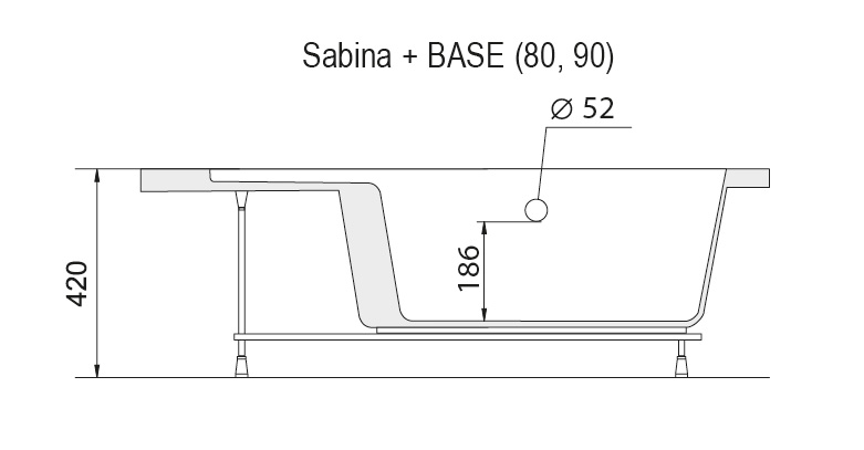 Панель для піддону Ravak Sabina 80 Set, A914001020, схема - 1