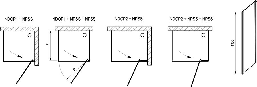 Неподвижная стенка NPSS-90 пол.  алюминий, 90O70C00Z1, схема - 1