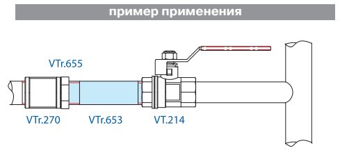 Неразъемный сгон 1/2 х 250 мм, VTr.653.N.0425, схема - 1