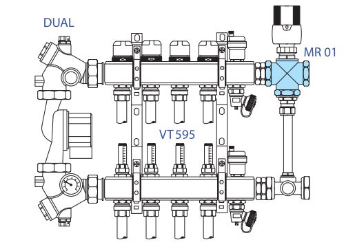 Трехходовой термостатический смесительный клапан 1, VT.MR01.N.0603, схема - 1