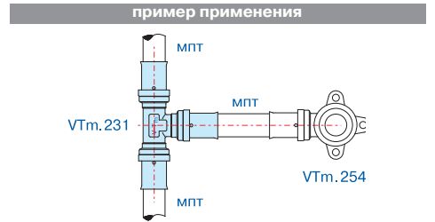 Пресс-фитинг – тройник 26 х 20 х 20 мм, VTm.231.N.262020, схема - 1