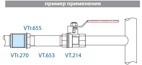 Муфта соединительная Valtec латунь 1/2, VTr.270.N.0004, схема - 1