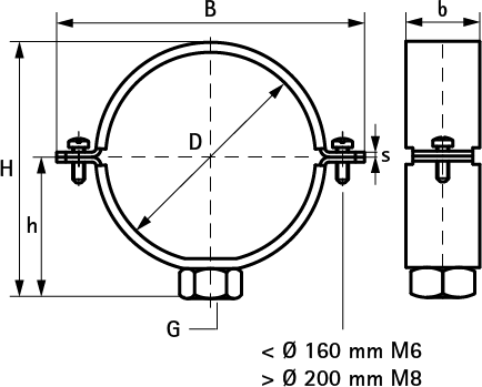 Хомут BIS 434, диаметр D 200 мм
