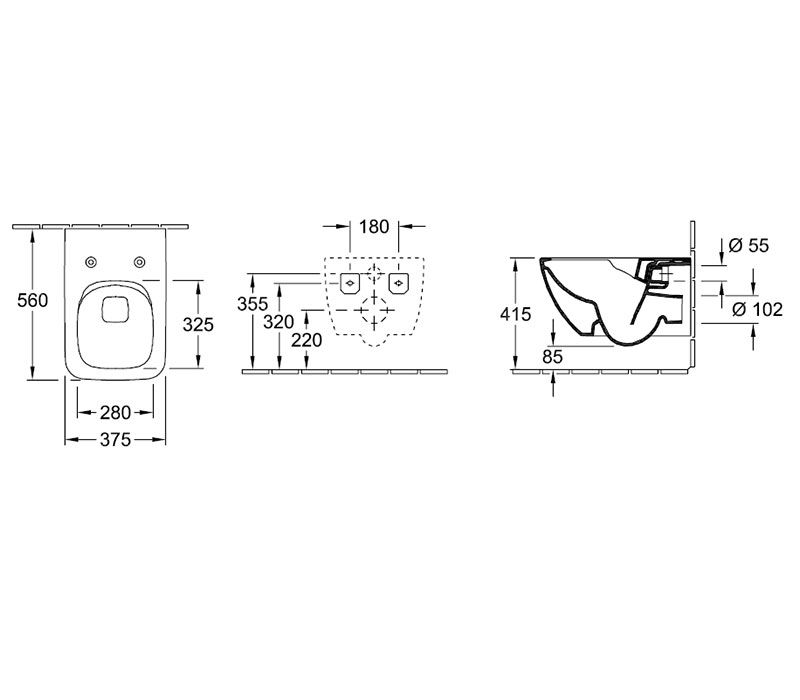 Унитаз подвесной Villeroy&Boch Venticello DirectFlush с крышкой (4611RL01), 4611RL01, схема - 1